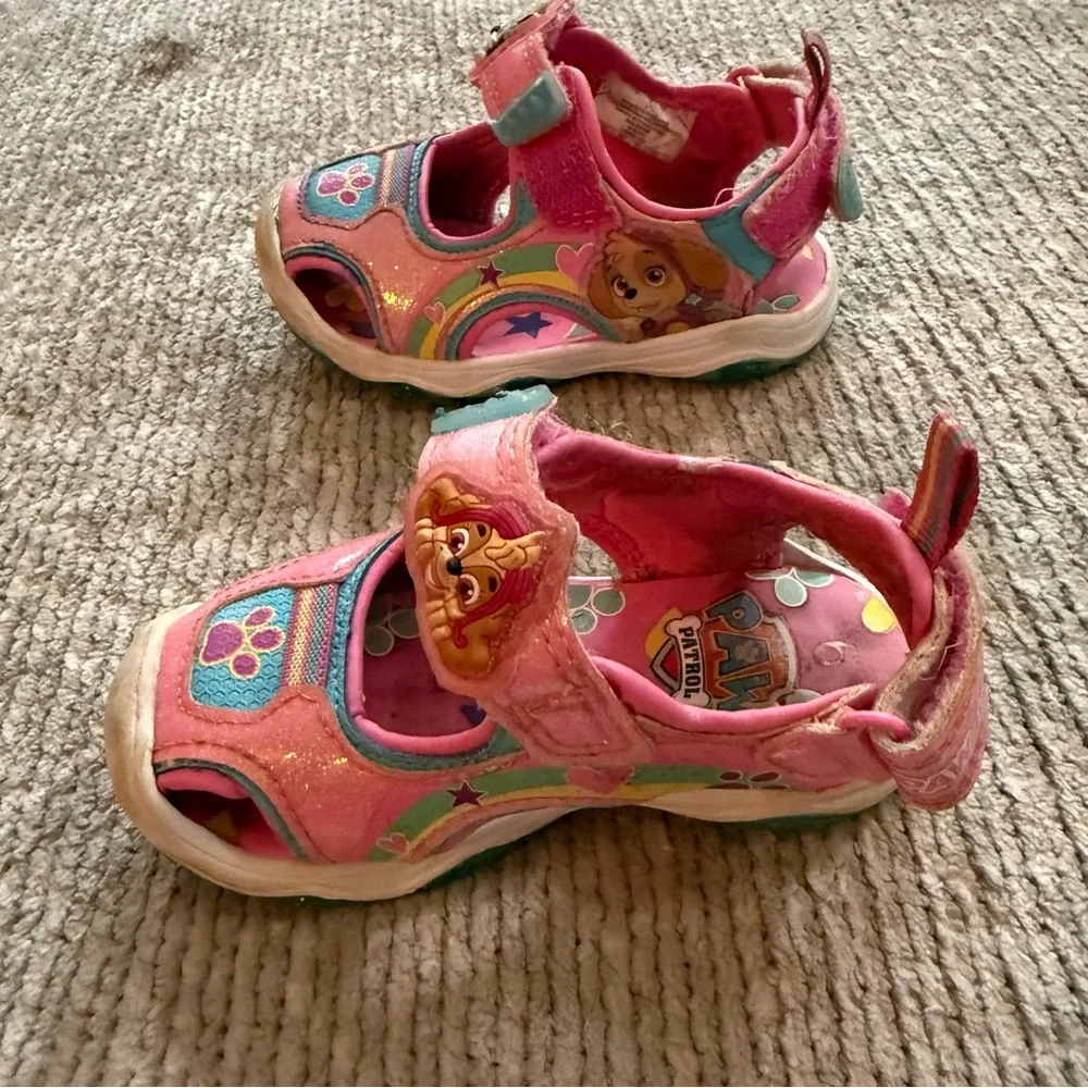 Paw Patrol Toddler Girl Sandals Pink Glitter Light-Up Shoes‎ Size 6